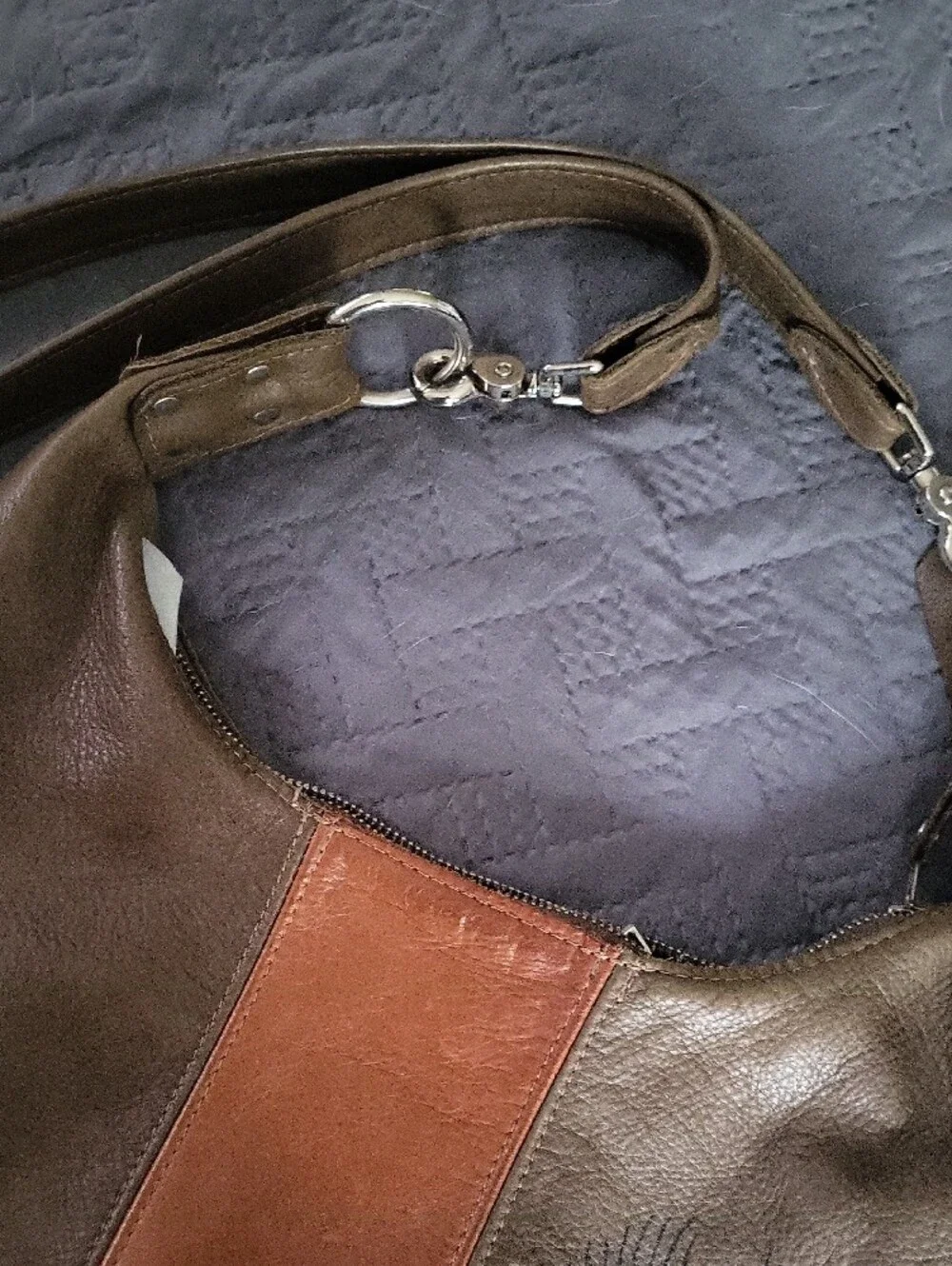 Stitch and Swash  Womens Hobo Bag in Brown and Tan with Peacock Feather Print